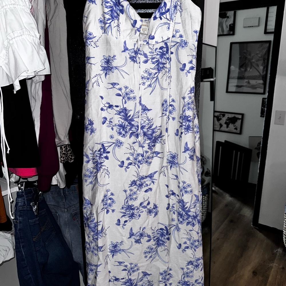 Floral Blue and White Dress
